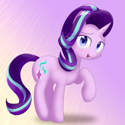 Size: 2805x2804 | Tagged: safe, artist:yinglung, starlight glimmer, pony, unicorn, g4, female, high res, looking at you, raised hoof, smiling, solo