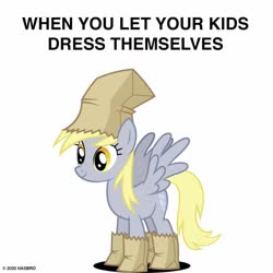 Size: 1080x1080 | Tagged: safe, artist:shadow15991, derpy hooves, pegasus, pony, g4, luna eclipsed, official, caption, facebook, female, hasbro, image macro, solo, text, when you
