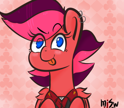Size: 4000x3500 | Tagged: safe, artist:mjsw, oc, oc only, pegasus, pony, blushing, clothes, female, mare, mlem, silly, solo, tongue out