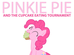 Size: 4000x3000 | Tagged: safe, artist:poniesmemes, pinkie pie, earth pony, pony, g4, 4:3 aspect ratio, eyes closed, female, mare, pink text, simple background, text, wallpaper, white background