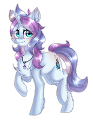 Size: 1384x1804 | Tagged: safe, artist:paintpalet35, oc, oc only, pony, unicorn, blushing, chest fluff, female, jewelry, mare, necklace, simple background, smiling, solo, transparent background