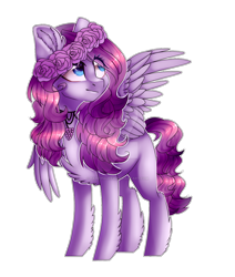 Size: 1280x1506 | Tagged: safe, artist:paintpalet35, oc, oc only, pegasus, pony, chest fluff, female, floral head wreath, flower, mare, simple background, solo, transparent background, watermark