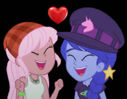 Size: 1260x979 | Tagged: safe, raspberry lilac, space camp, equestria girls, g4, my little pony equestria girls: better together, female, hat, heart, lesbian, shipping, spacelilac