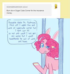 Size: 757x808 | Tagged: safe, artist:ask-pinkie-polkadot-pie, pinkie pie, earth pony, pony, tumblr:ask-pinkie-polkadot-pie, g4, alternate hairstyle, female, solo