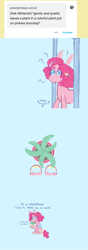 Size: 757x2160 | Tagged: safe, artist:ask-pinkie-polkadot-pie, pinkie pie, earth pony, pony, tumblr:ask-pinkie-polkadot-pie, g4, alternate hairstyle, female, plant, solo
