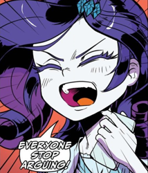 Size: 646x756 | Tagged: safe, artist:pencils, idw, rarity, equestria girls, g4, spoiler:comic, spoiler:comicequestriagirlsmarchradness, angry, cute, madorable, reaction image, shouting rarity