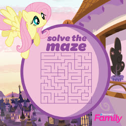Size: 1000x1000 | Tagged: safe, fluttershy, pegasus, pony, g4, discovery family logo, female, mare, maze, solo