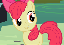 Size: 1344x940 | Tagged: safe, screencap, apple bloom, earth pony, pony, g4, the cutie pox, adorabloom, blank flank, cropped, cute, female, smiling, solo