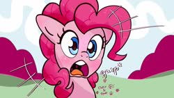 Size: 1280x720 | Tagged: safe, artist:fipoki, pinkie pie, earth pony, pony, g4, bust, cute, diapinkes, female, gasp, head, mare, open mouth, portrait, simple background, solo