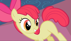 Size: 1605x939 | Tagged: safe, screencap, apple bloom, earth pony, pony, g4, season 2, the cutie pox, blank flank, cropped, female, smiling, solo