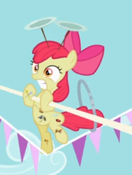 Size: 335x443 | Tagged: safe, screencap, apple bloom, pony, g4, the cutie pox, balancing, bipedal, cropped, cutie pox, female, loop-de-hoop, solo, spinning plates