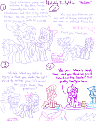 Size: 4779x6013 | Tagged: safe, artist:adorkabletwilightandfriends, cheerilee, cloudchaser, flitter, minuette, twilight sparkle, alicorn, earth pony, pegasus, pony, unicorn, comic:adorkable twilight and friends, g4, adorkable, adorkable twilight, boasting, bow, butt, clothes, comic, cute, dimples, dimples of venus, dork, exercise, flank, heat, hot yoga, humor, paper bag, plot, recreation, sack lunch, sign, slice of life, socks, spanking, stretching, twilight sparkle (alicorn), water, yoga