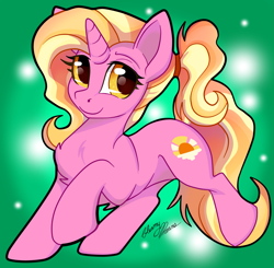 Size: 2257x2215 | Tagged: safe, artist:gleamydreams, luster dawn, pony, unicorn, g4, female, high res, mare, ponytail, raised hoof, smiling at you, solo
