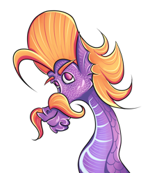 Size: 3398x3767 | Tagged: safe, artist:coco-drillo, steven magnet, pony, sea serpent, serpent, g4, bust, colorful, eyebrows, facial hair, head shot, high res, male, moustache, scales, simple background, solo, transparent background