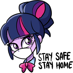 Size: 1166x1156 | Tagged: safe, artist:tassji-s, twilight sparkle, equestria girls, g4, coronavirus, covid-19, face mask, female, simple background, solo, stay at home, transparent background