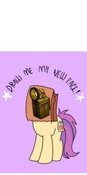 Size: 1080x2160 | Tagged: safe, artist:calebtyink, artist:paperbagpony, oc, oc:paper bag, earth pony, pony, bendy and the ink machine, draw me my new face, exploitable meme, female, flashlight (object), meme, paper bag