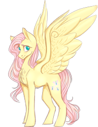 Size: 2000x2592 | Tagged: safe, artist:sychia, fluttershy, pegasus, pony, g4, digital art, female, high res, mare, simple background, smiling, solo, spread wings, transparent background, wings