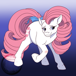 Size: 2000x2000 | Tagged: safe, artist:will-owl-the-wisp, sundance, earth pony, pony, g1, g4, bow, bruised, female, g1 to g4, generation leap, high res, solo, tail bow