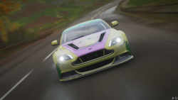 Size: 1920x1080 | Tagged: safe, fluttershy, equestria girls, g4, aston martin, aston martin v12 vantage, car, forza horizon 4, game screencap