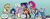 Size: 1273x493 | Tagged: safe, artist:pencils, idw, official comic, applejack, fluttershy, pinkie pie, rainbow dash, rarity, sci-twi, sunset shimmer, trixie, twilight sparkle, equestria girls, g4, spoiler:comic, spoiler:comicequestriagirlsmarchradness, angry, argument, boots, cellphone, cute, desk, detention, feet on table, group shot, humane five, humane seven, humane six, legs, madorable, phone, pinkie being pinkie, pointing, shoes, smartphone, teary eyes, trixie is not amused, unamused