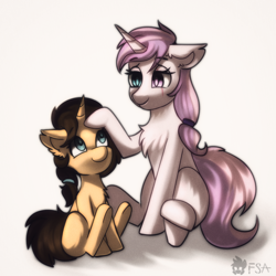 Size: 2000x2000 | Tagged: safe, artist:freak-side, oc, pony, unicorn, art trade, family, female, high res, mother and child, mother and daughter