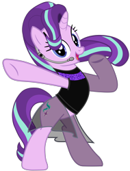 Size: 5698x7478 | Tagged: artist needed, source needed, safe, part of a set, starlight glimmer, pony, g4, bipedal, black dress, clothes, dress, female, headset, looking at you, mare, simple background, smiling, solo, transparent background, vector