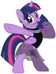 Size: 5715x7570 | Tagged: artist needed, source needed, safe, part of a set, twilight sparkle, alicorn, pony, g4, bipedal, black dress, clothes, dress, female, headset, looking at you, mare, simple background, smiling, solo, transparent background, twilight sparkle (alicorn), vector