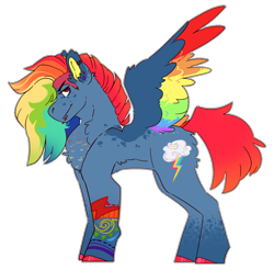 Size: 1280x1262 | Tagged: safe, artist:badflxwer, rainbow dash, pegasus, pony, g4, alternate design, colored wings, female, hooves, mare, multicolored wings, rainbow wings, simple background, solo, spread wings, transparent background, wings