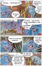 Size: 764x1200 | Tagged: safe, artist:mysteriousshine, moondancer, princess luna, trixie, alicorn, pony, unicorn, comic:the children of the night, g4, book, bookshelf, comic, dialogue, ethereal mane, eyes closed, female, filly, library, mare, onomatopoeia, sleeping, sound effects, starry mane, traditional art, zzz