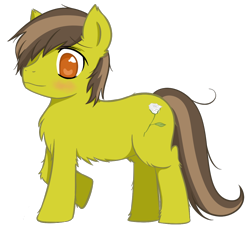Size: 1202x1092 | Tagged: safe, artist:homumu, oc, oc only, earth pony, pony, blushing, chest fluff, earth pony oc, hair over one eye, male, raised hoof, simple background, smiling, stallion, transparent background