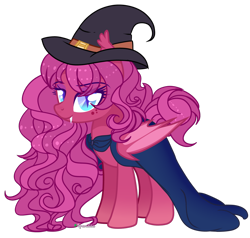 Size: 1280x1219 | Tagged: safe, artist:2pandita, oc, oc only, bat pony, pony, cloak, clothes, female, hat, mare, simple background, solo, transparent background, witch hat