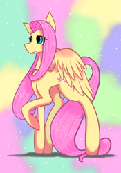 Size: 1280x1826 | Tagged: safe, artist:sstygal, fluttershy, pegasus, pony, g4, female, mare, raised hoof, solo