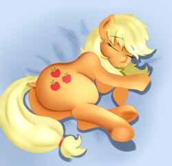 Size: 1556x1500 | Tagged: safe, artist:godoffury, artist:jbond, color edit, edit, applejack, earth pony, pony, g4, anatomically incorrect, applebutt, butt, colored, cute, dock, eyes closed, female, frog (hoof), hatless, jackabetes, large butt, loose hair, mare, missing accessory, painting, plot, simple background, sleeping, solo, underhoof