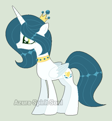 Size: 501x539 | Tagged: safe, artist:azura-spirit-soul, artist:selenaede, queen chrysalis, alicorn, pony, g4, alicornified, alternate hairstyle, alternate universe, base used, choker, concave belly, crown, female, gray background, jewelry, mare, ponified, princess chrysalis, purified chrysalis, race swap, redesign, regalia, simple background, slender, solo, species swap, thin, watermark