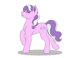 Size: 1600x1200 | Tagged: safe, artist:lennystendhal13, diamond tiara, earth pony, pony, g4, eyes closed, eyeshadow, female, grin, makeup, mare, older, older diamond tiara, raised hoof, raised leg, simple background, smiling, solo, transparent background