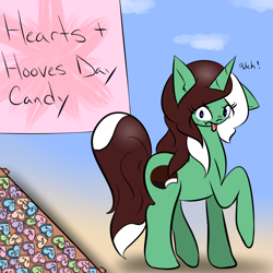 Size: 1000x1000 | Tagged: safe, artist:kaggy009, oc, oc only, oc:peppermint pattie (unicorn), pony, unicorn, ask peppermint pattie, female, mare, solo, tongue out