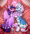 Size: 2556x3000 | Tagged: safe, artist:lightly-san, twilight sparkle, oc, oc:crystal tundra, alicorn, pony, unicorn, g4, adorasexy, bed, big crown thingy, canon x oc, clothes, collar, commission, crossdressing, crown, cute, diadem, dress, ear piercing, earring, element of magic, female, fluffy, heart, high res, hoof hold, hoof shoes, horn, horn ring, jewelry, looking at each other, magic, male, piercing, regalia, sexy, shoes, snuggling, socks, starry dress, tiara, twilight sparkle (alicorn)