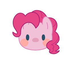 Size: 800x800 | Tagged: safe, artist:mya3332, part of a set, pinkie pie, earth pony, pony, g4, beady eyes, blush sticker, blushing, bust, chibi, cute, diapinkes, female, head only, looking at you, portrait, simple background, solo, transparent background