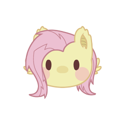 Size: 800x800 | Tagged: safe, artist:mya3332, part of a set, fluttershy, bat pony, pony, g4, beady eyes, blush sticker, blushing, bust, chibi, cute, female, flutterbat, head only, looking at you, portrait, race swap, shyabates, shyabetes, simple background, solo, transparent background