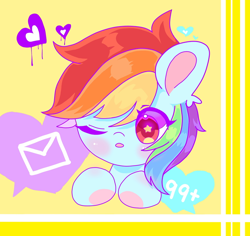 Size: 650x613 | Tagged: dead source, safe, artist:door_doorchild, rainbow dash, pony, g4, :o, bust, cute, dashabetes, ear fluff, envelope, female, heart, letter, mare, one eye closed, open mouth, portrait, solo, starry eyes, wingding eyes, wink