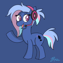 Size: 2048x2048 | Tagged: safe, artist:blazep0ny, oc, oc only, oc:bit rate, pony, cute, female, headset, high res, mare, ponyfest, waving