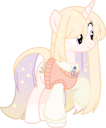 Size: 815x980 | Tagged: safe, artist:kojibiose, artist:thieeur-nawng, oc, oc only, oc:glistening stars, pony, unicorn, g4, clothes, cutie mark, scroll, simple background, solo, sweater, transparent background, white hooves