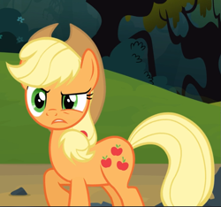 Size: 991x929 | Tagged: safe, screencap, applejack, earth pony, pony, g4, spike at your service, applejack is not amused, cropped, female, mare, raised hoof, solo, unamused