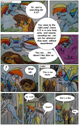 Size: 1945x3084 | Tagged: safe, artist:mysteriousshine, daring do, rainbow dash, pegasus, pony, comic:the children of the night, g4, comic, dialogue, exclamation point, female, female pov, flying, hoof in mouth, mare, offscreen character, pov, traditional art