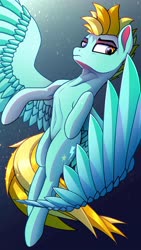 Size: 3240x5760 | Tagged: safe, artist:cherry pop, lightning dust, pegasus, pony, g4, abs, absurd resolution, belly, belly button, female, fit, flying, large wings, mare, muscles, slender, solo, subsurface scattering, thin, wings