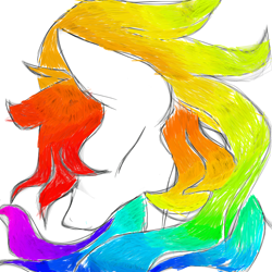 Size: 2000x2000 | Tagged: safe, artist:prismicdiamondart, oc, oc only, oc:prismatic spectrum rainbow, earth pony, pony, bust, earth pony oc, eyes closed, female, high res, mare, multicolored hair, rainbow hair, simple background, solo, white background