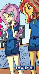 Size: 618x1183 | Tagged: safe, artist:pencils, idw, fluttershy, sunset shimmer, equestria girls, g4, spoiler:comic, spoiler:comicequestriagirlsmarchradness, clothes, out of context, uniform