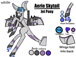 Size: 2224x1668 | Tagged: safe, artist:windigo, original species, plane pony, jet pony, male, minigun, missile, plane, purple eyes, reference sheet, visor, wings