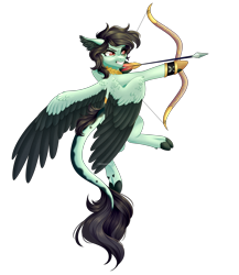 Size: 2000x2300 | Tagged: safe, artist:ohhoneybee, oc, oc only, oc:bandit, pegasus, pony, arrow, bow (weapon), bow and arrow, female, high res, mare, simple background, solo, transparent background, two toned wings, weapon, wings