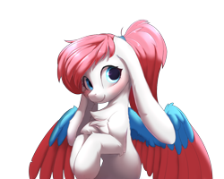 Size: 1280x1024 | Tagged: safe, artist:silver fox, oc, oc only, oc:可兔, pegasus, pony, bunny ears, chest fluff, colored wings, simple background, solo, transparent background, wings